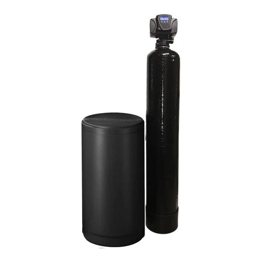5600 SXT hard water softener system with black mineral tank and brine tank