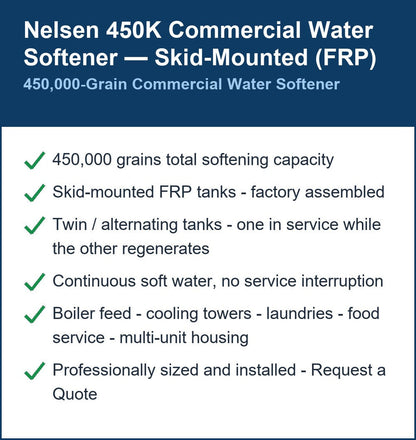 Nelsen 450,000 Grain Skid-Mounted Commercial Water Softener